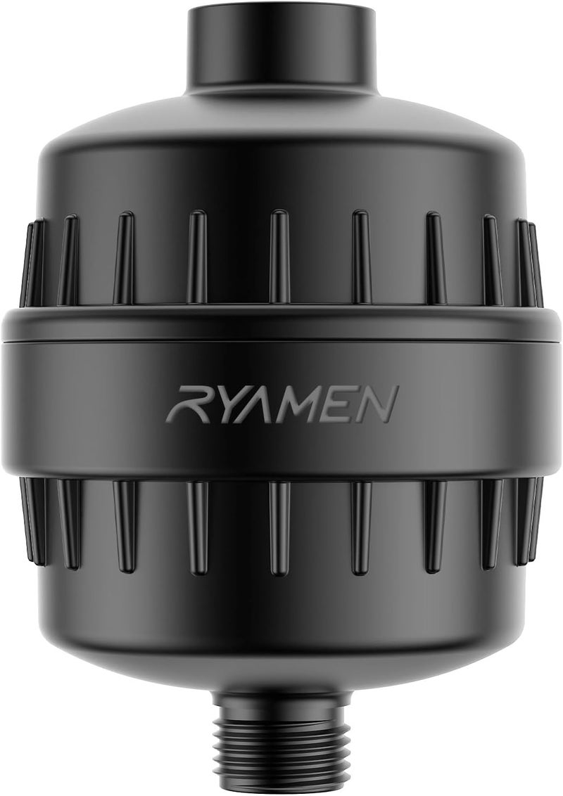 Ryamen Heavy Duty Shower Filter, Shower Water Filter, 99% REMOVAL Shower Head Filter for Hard Water, Heavy Metals, Chlorine (1 Cartridge, Black) - Image 1